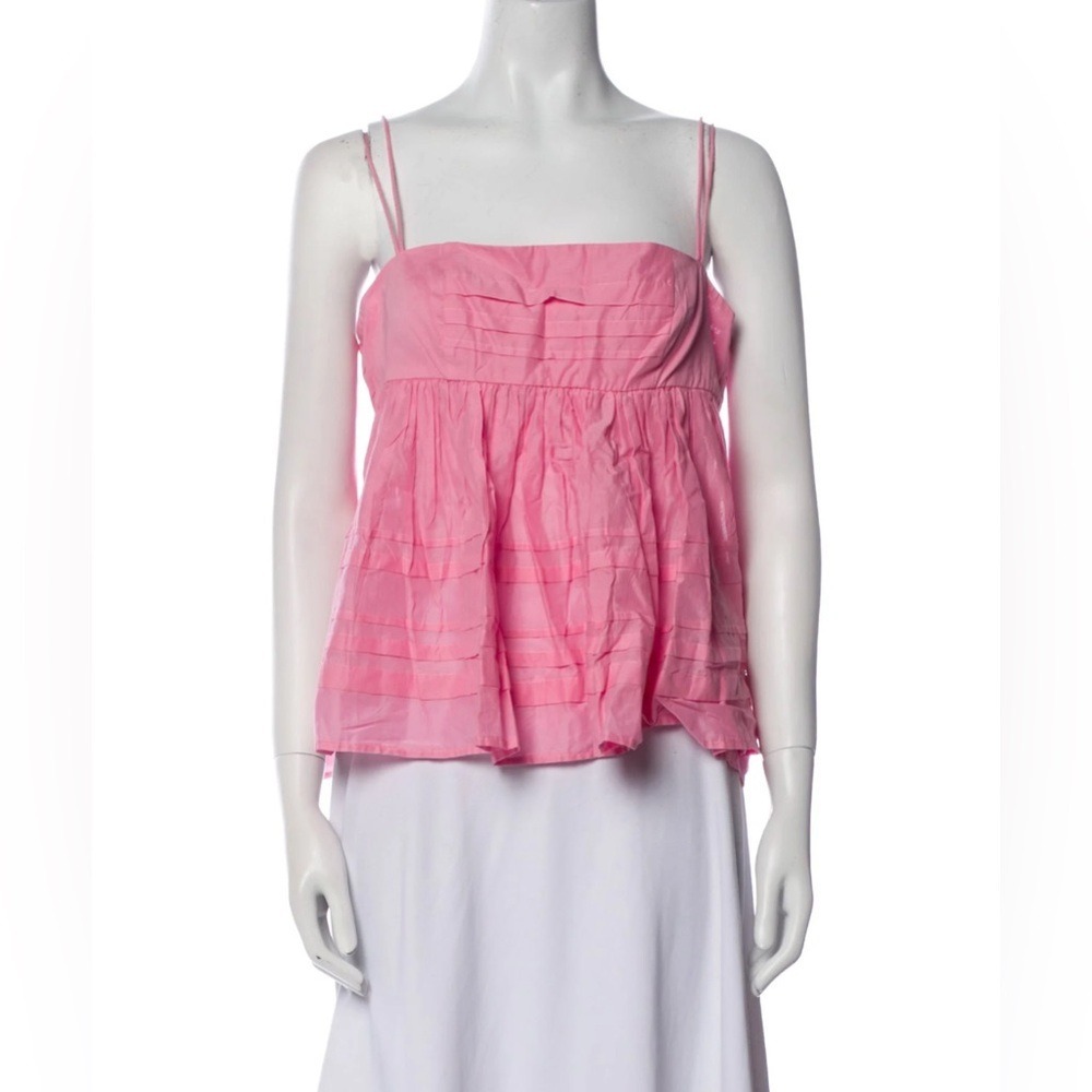 New STAUD $225.00 Theo strawberry cream pink tank top Size 14